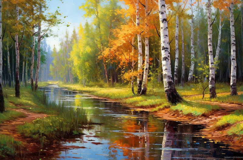 油画中神奇的秋天风景背景,高清,摄影图,摄影图片,图片大全,摄影图免费下载
